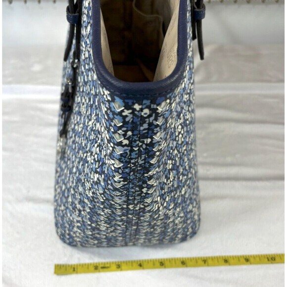 Michael Kors Large Navy Blue Floral Travel Jet Set Carry All Tote Bag - Picture 6 of 15